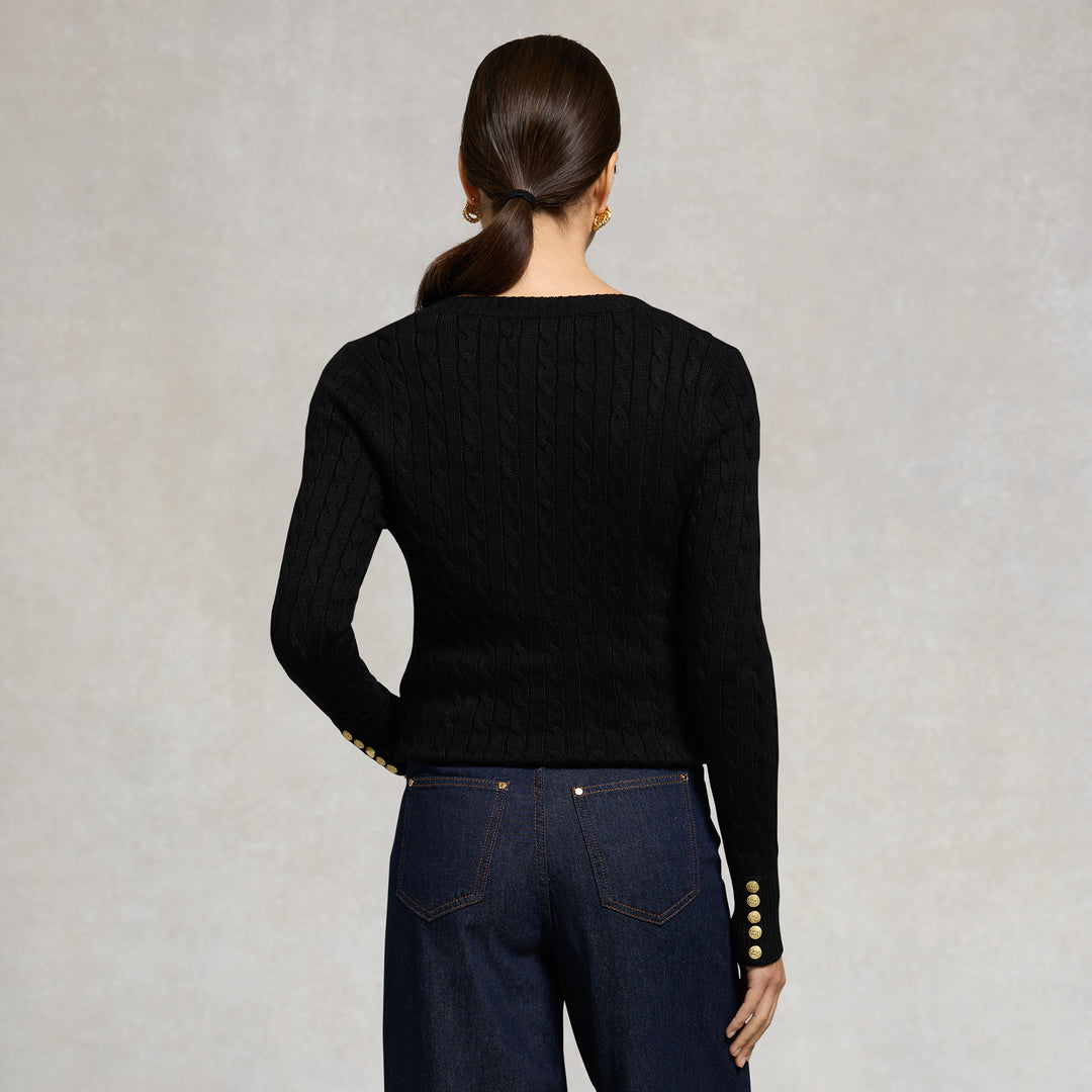 Holland Cooper Ladies Seattle Cable V-Neck Knit