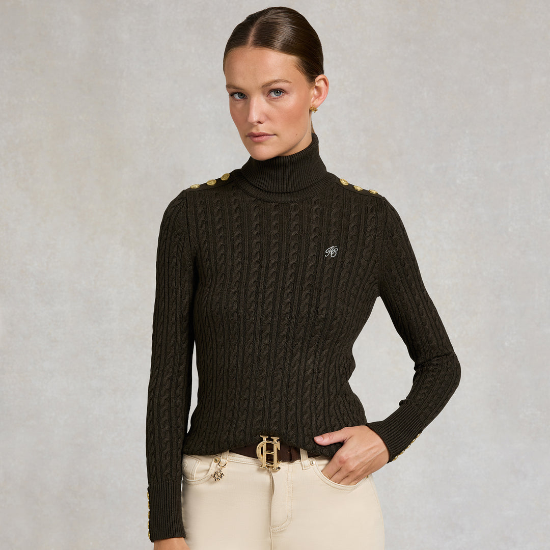 Holland Cooper Ladies Seattle Roll Neck Cable Knit