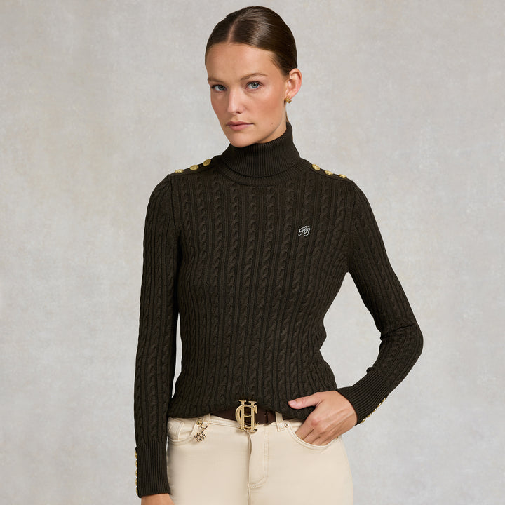 Holland Cooper Ladies Seattle Roll Neck Cable Knit