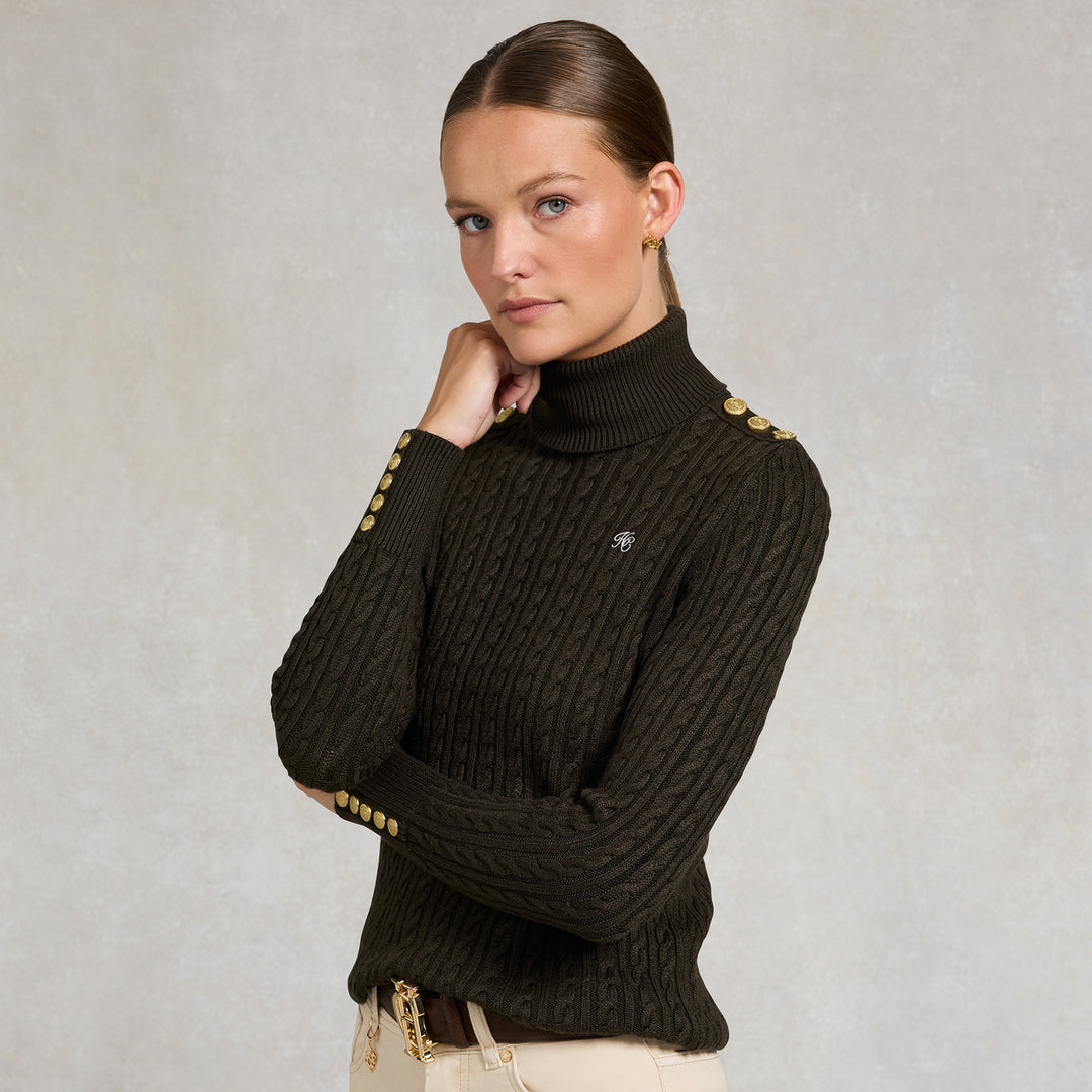 Holland Cooper Ladies Seattle Roll Neck Cable Knit