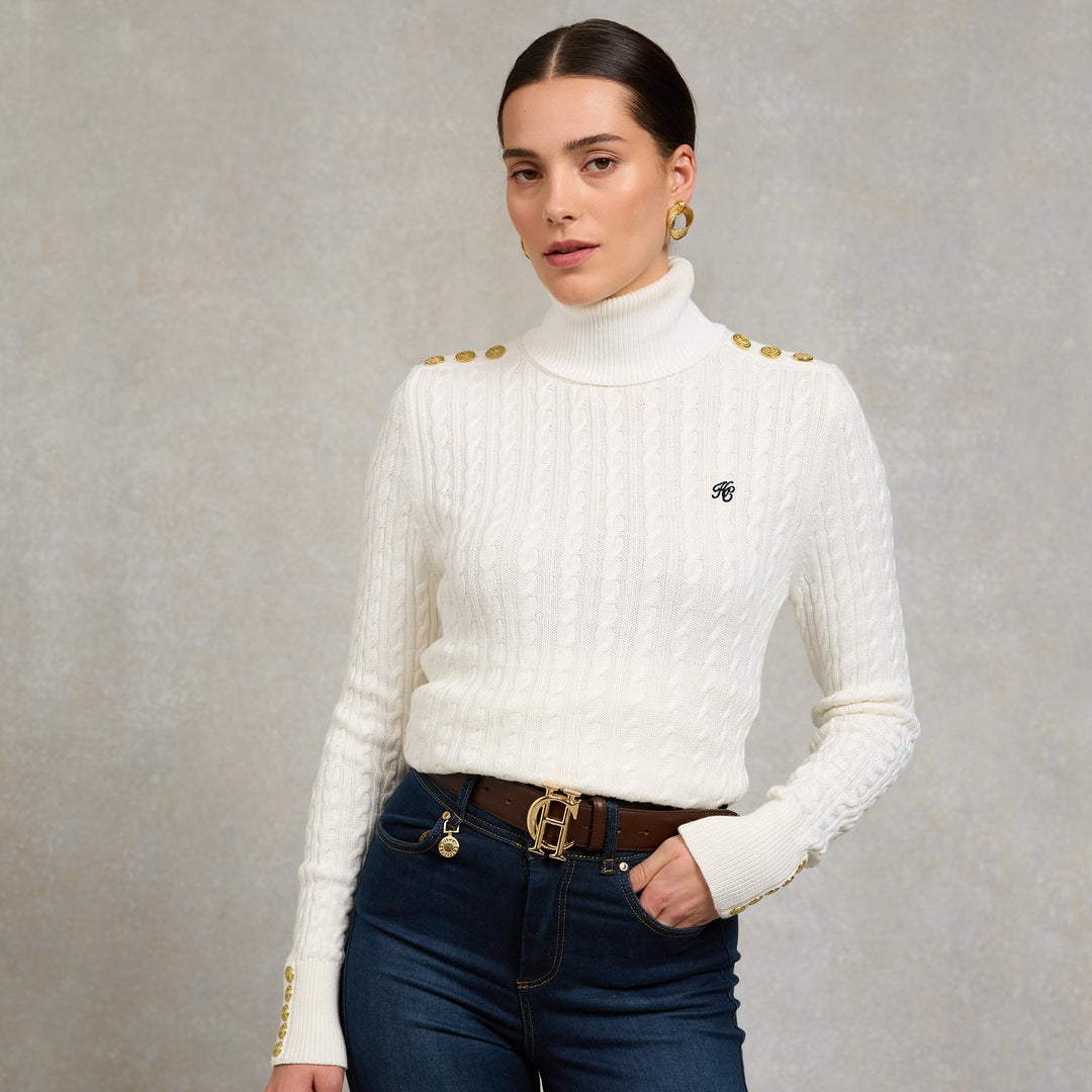 Holland Cooper Ladies Seattle Roll Neck Cable Knit