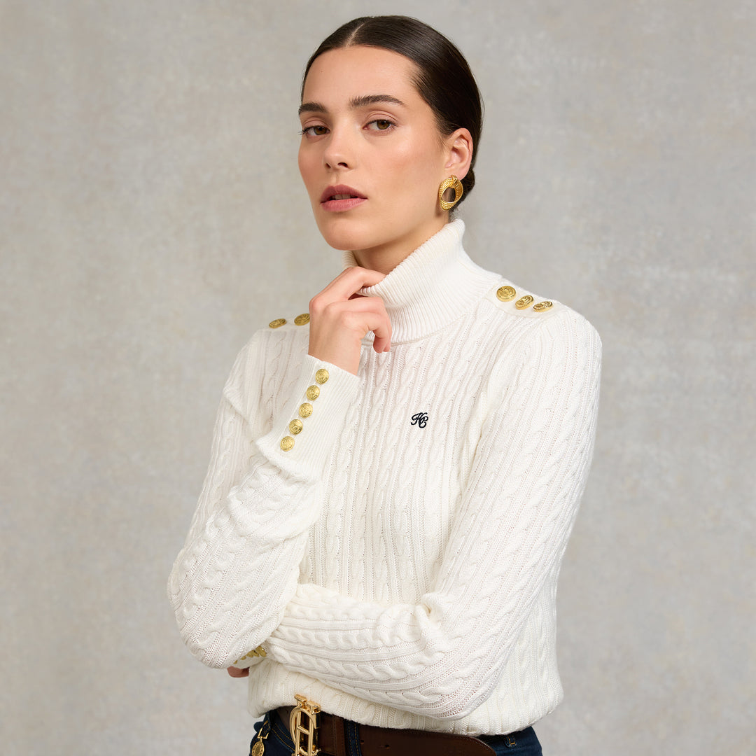 Holland Cooper Ladies Seattle Roll Neck Cable Knit