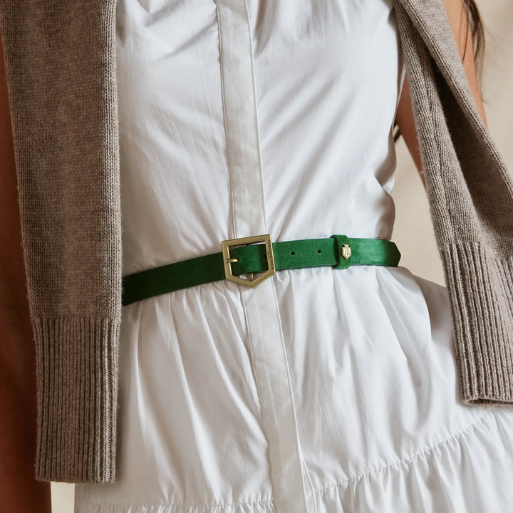 Fairfax & Favor Ladies Sennowe Belt - Clover Green Suede