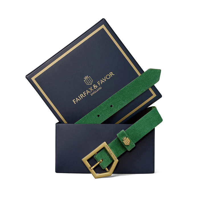 Fairfax & Favor Ladies Sennowe Belt - Clover Green Suede