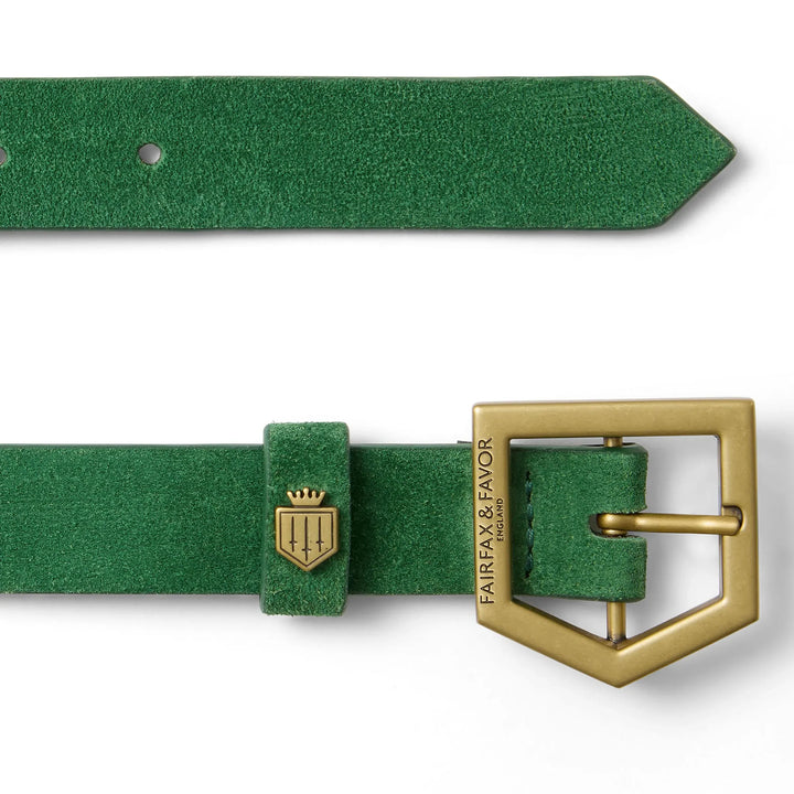 Fairfax & Favor Ladies Sennowe Belt - Clover Green Suede