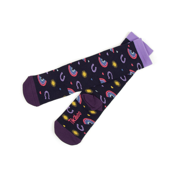 Shires Childs Tikaboo Socks#Purple Stripe