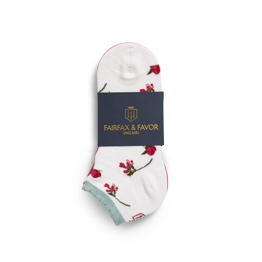 Fairfax & Favor Ladies Limited Edition Floral/Cherry Trainer Socks