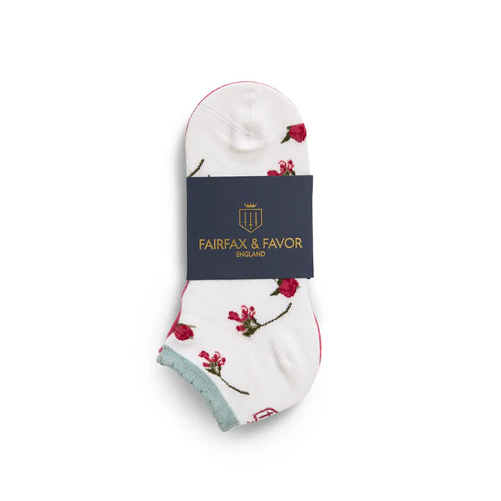 Fairfax & Favor Ladies Limited Edition Floral/Cherry Trainer Socks