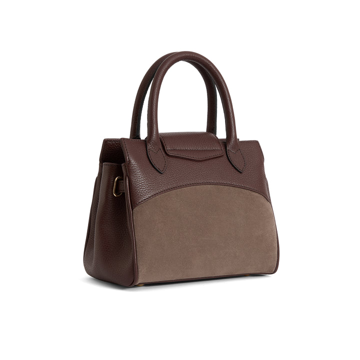 Fairfax & Favor Stockist Exclusive Mini Windsor Handbag - Port & Deep Taupe Suede