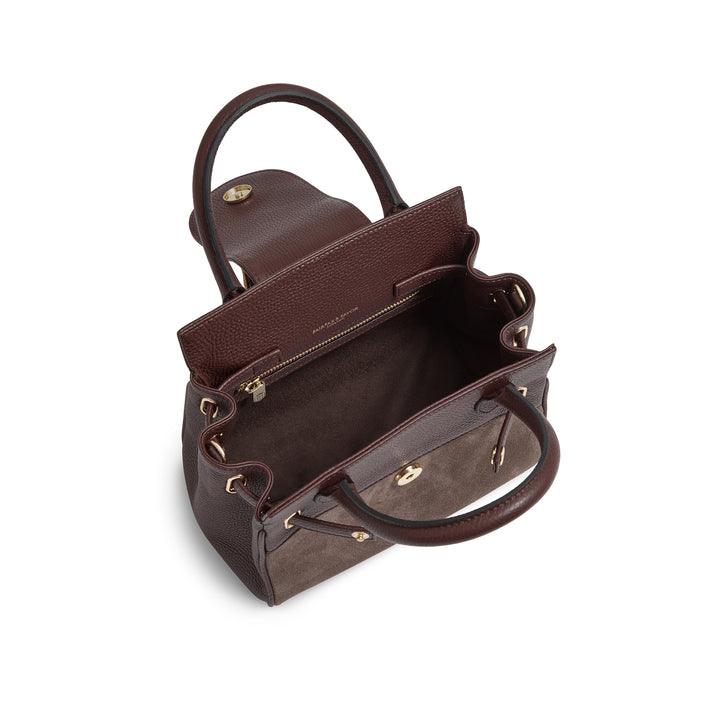 Fairfax & Favor Stockist Exclusive Mini Windsor Handbag - Port & Deep Taupe Suede