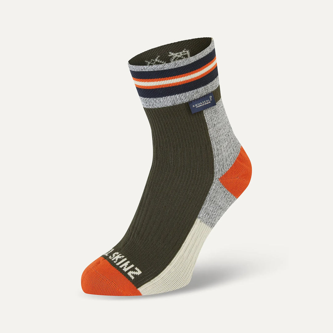 Sealskinz Surlingham Waterproof All Weather Ankle Length Stripped Cuff Sock