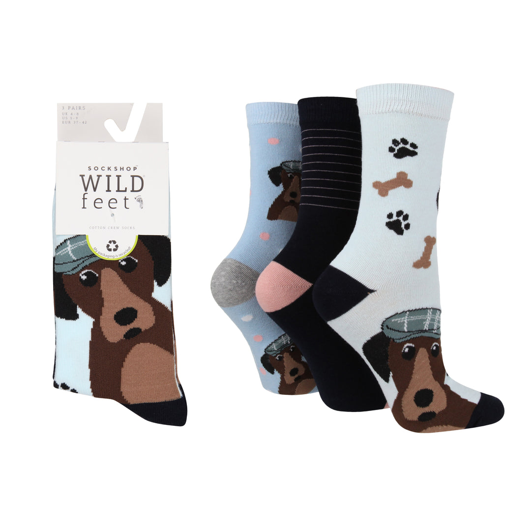 Platinum Ladies Wild Feet Crew Socks - 3 Pack