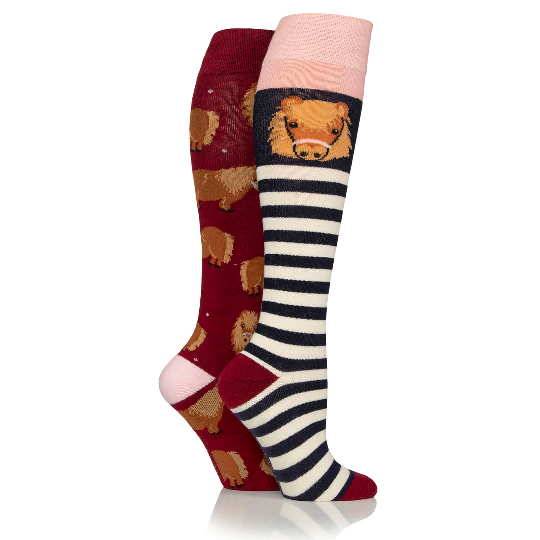 Platinum Ladies Wild Feet Knee High Socks - 2 Pack