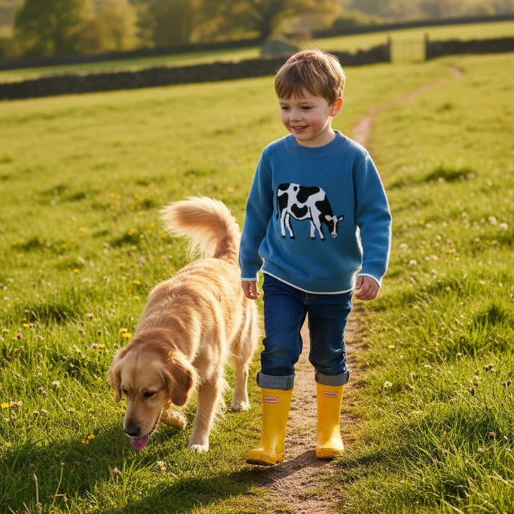 Eleanor Charles Boys The Cow Intarsia Jumper