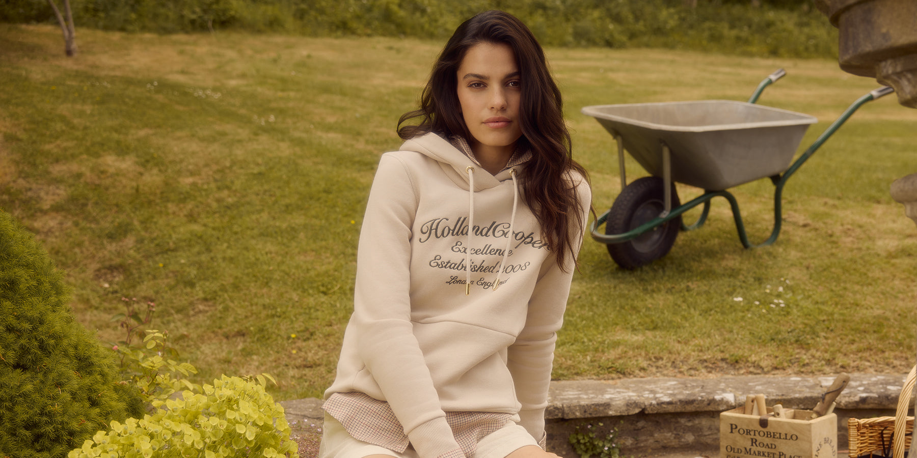 Woman wearing Holland Cooper hoody