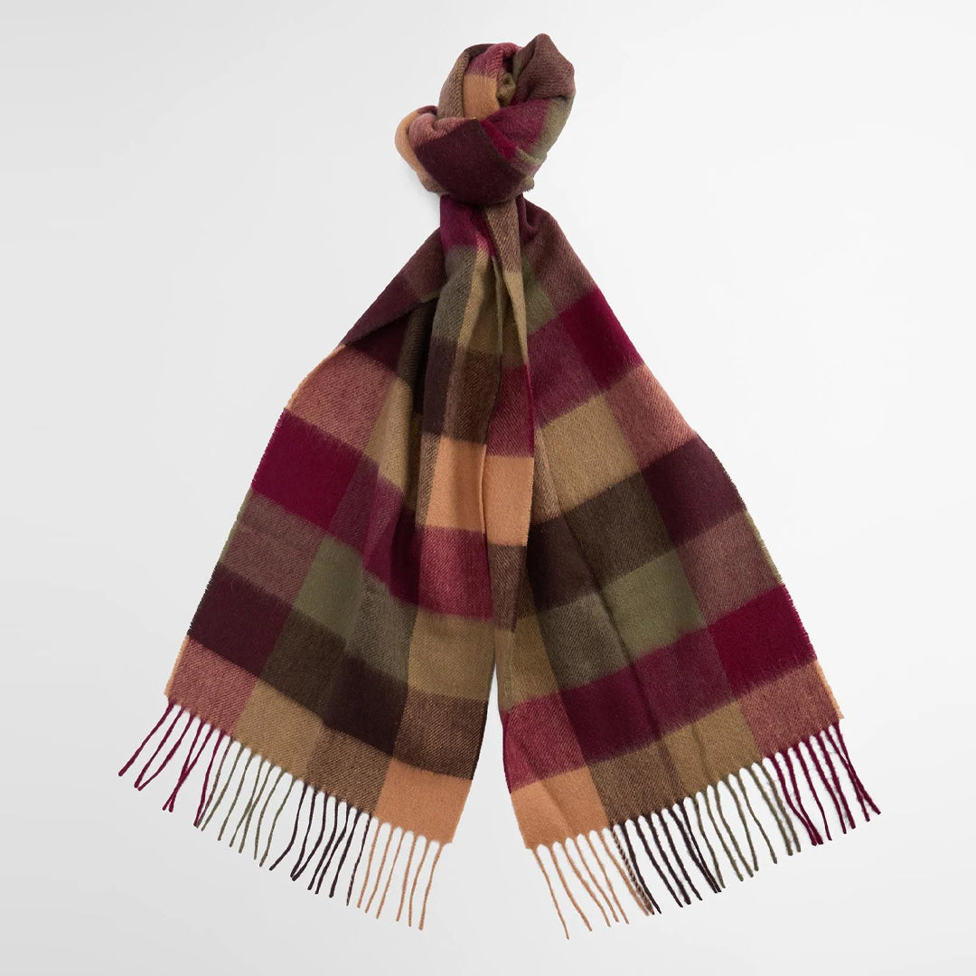 Barbour Red Tattersall Lambswool Scarf