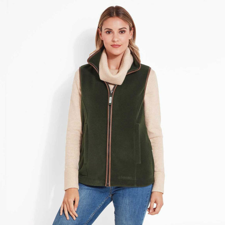 The Schoffel Ladies Lyndon Fleece Gilet in Forest#Forest Green