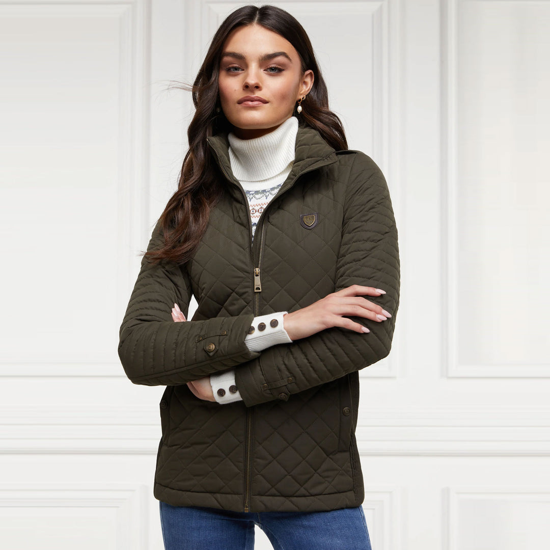 The Holland Cooper Ladies Juliana Quilted Jacket in Khaki#Khaki