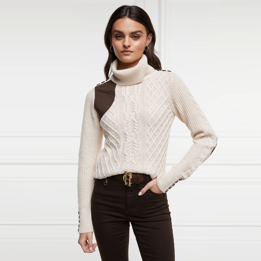 The Holland Cooper Ladies Country Roll Neck Knit in Beige#Beige