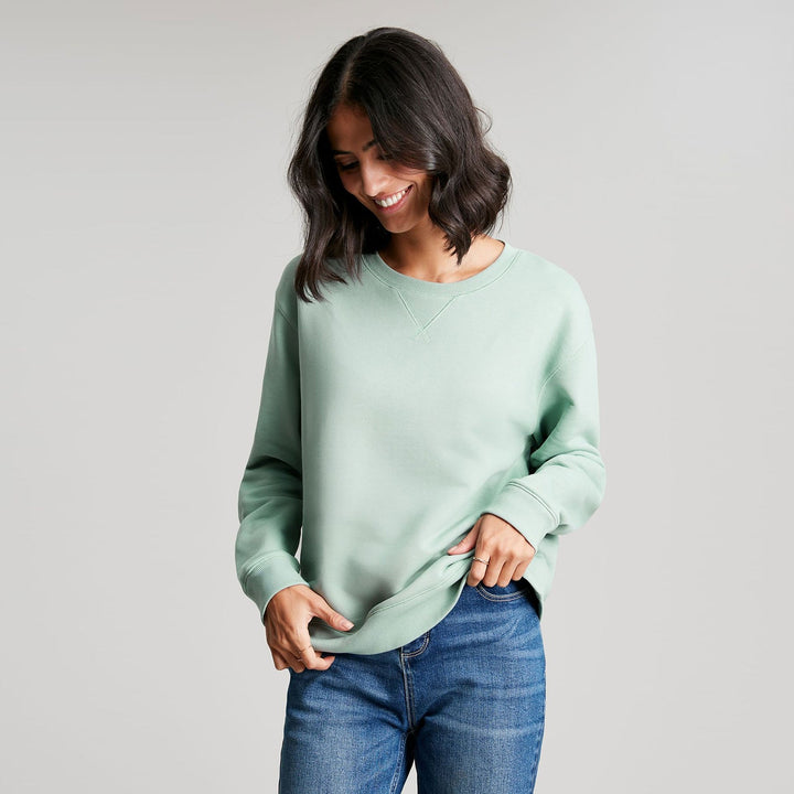 The Joules Ladies Monique Crew Neck Sweatshirt in Light Green#Light Green