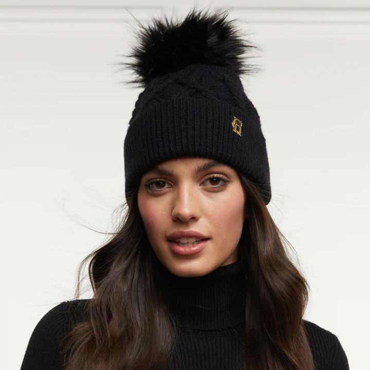 The Holland Cooper Ladies Cortina Bobble Hat in Black#Black