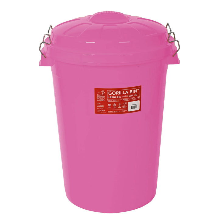 Red Gorilla Bin with Clip Lid - 80L