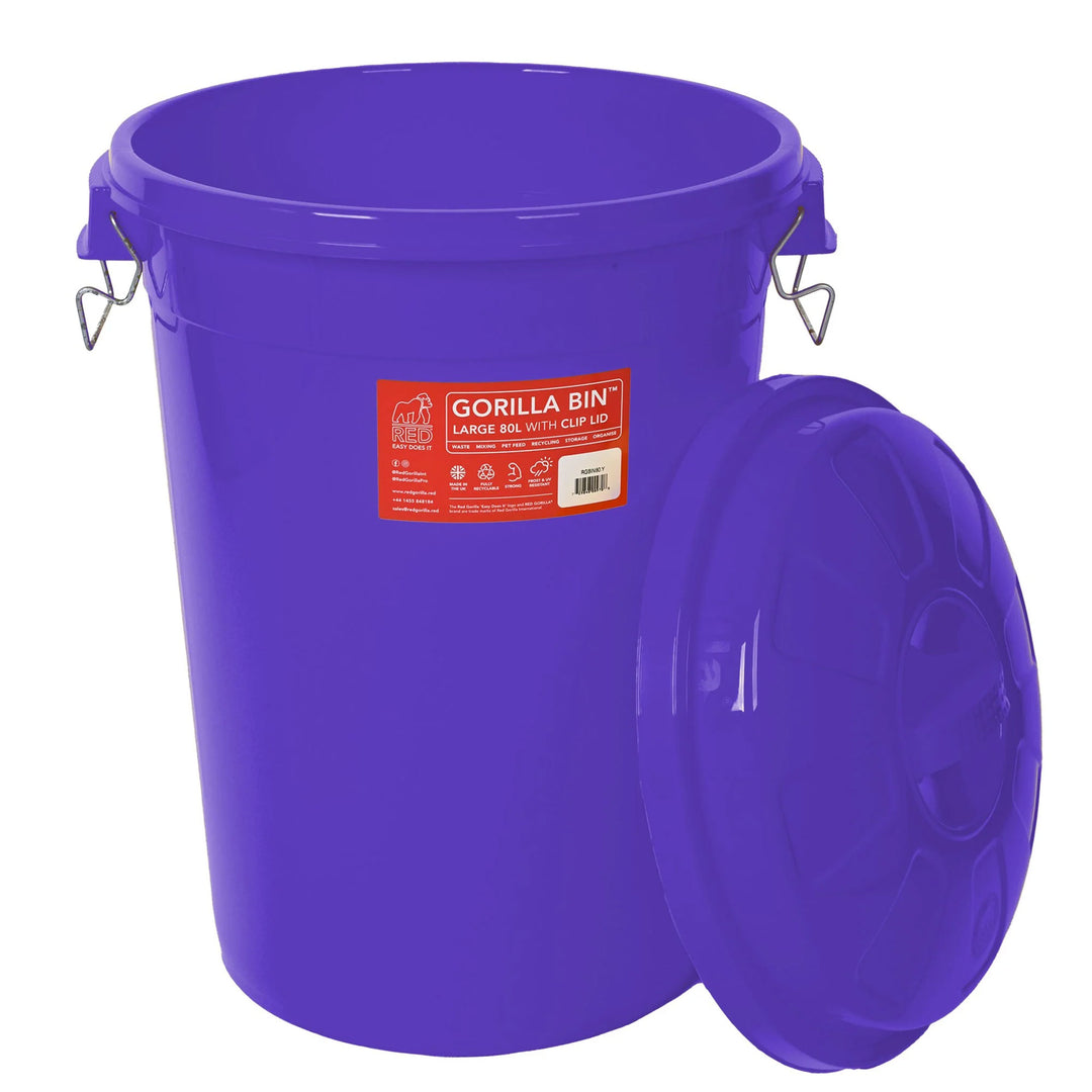 Red Gorilla Bin with Clip Lid - 80L