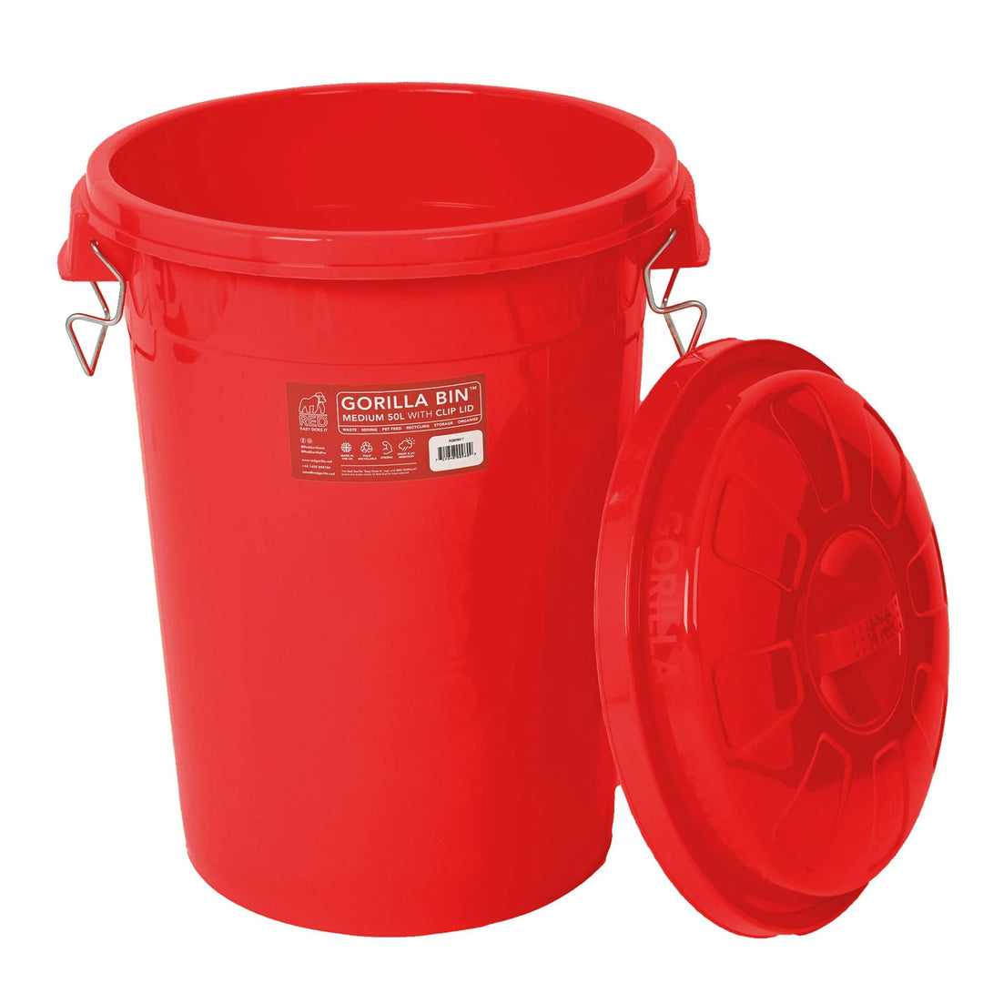 Red Gorilla Bin with Clip Lid - 50L