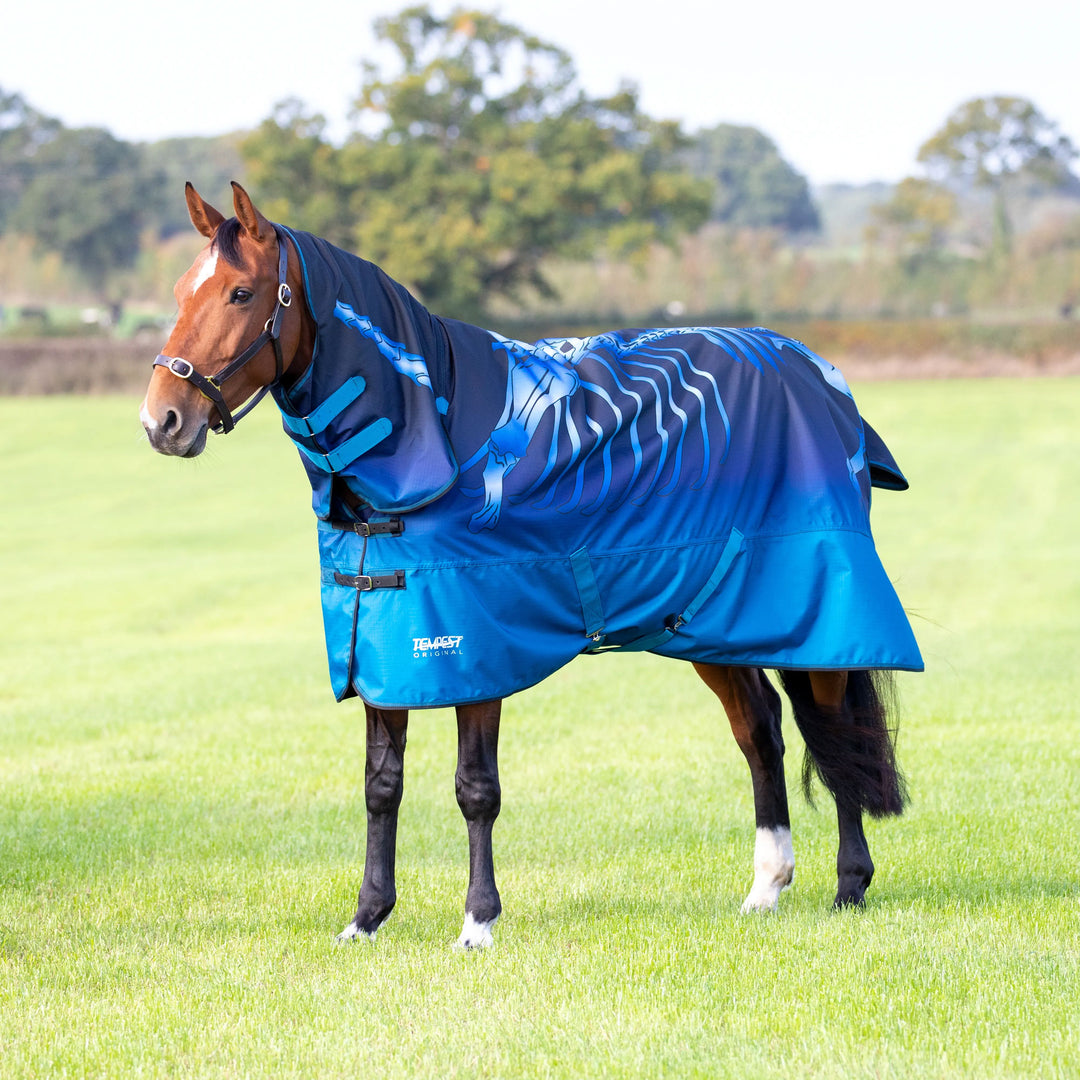 The Shires Tempest Original Lite Combo Turnout Rug in Blue Print#Blue Print