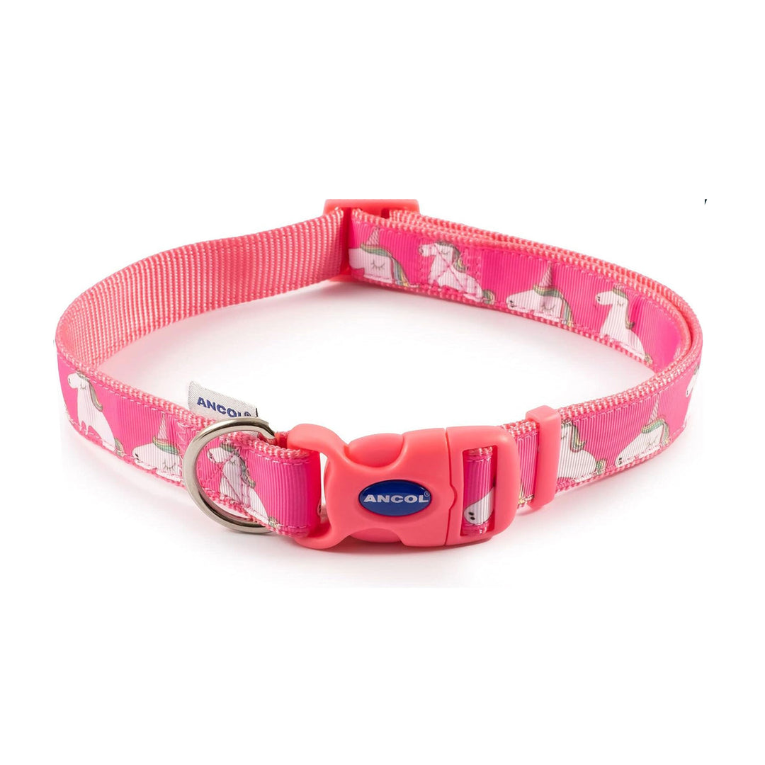 The Ancol Pink Unicorn Dog Collar in Pink#Pink