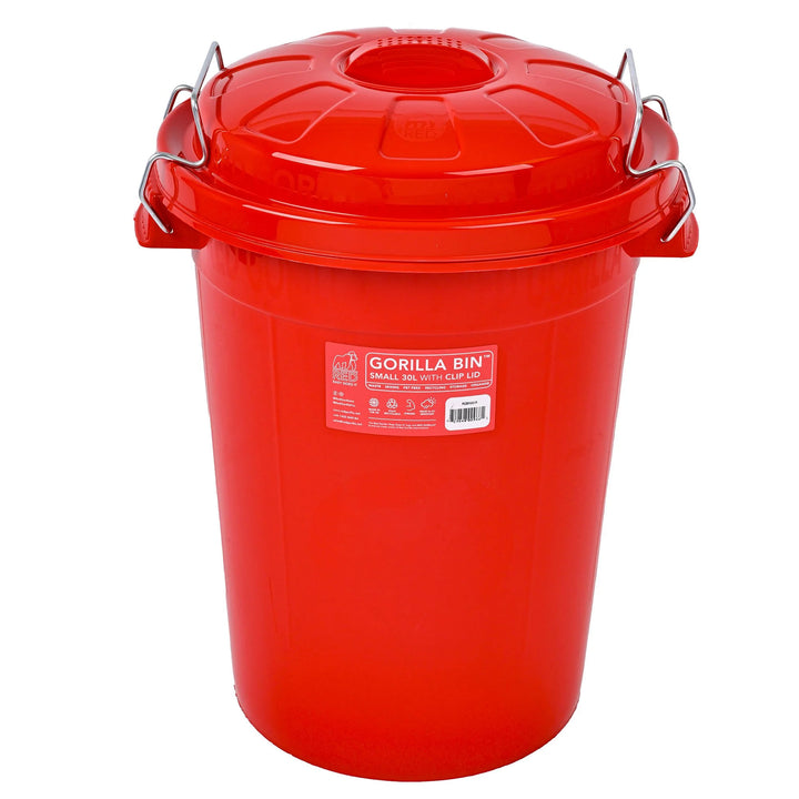 Red Gorilla Bin with Clip Lid - 30l