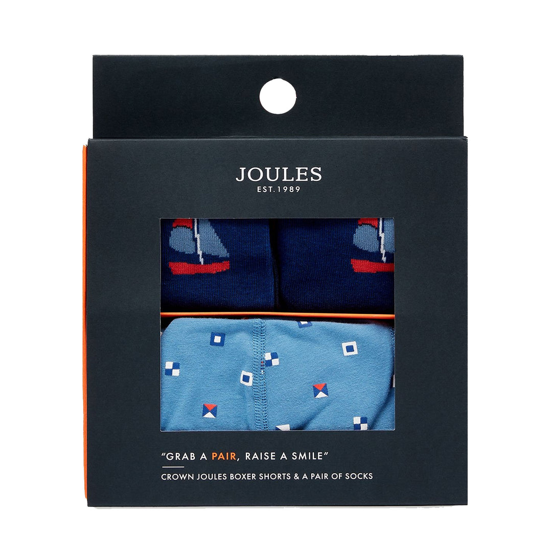 The Joules Mens Put A Sock In It Gift Set in Blue Print#Blue Print
