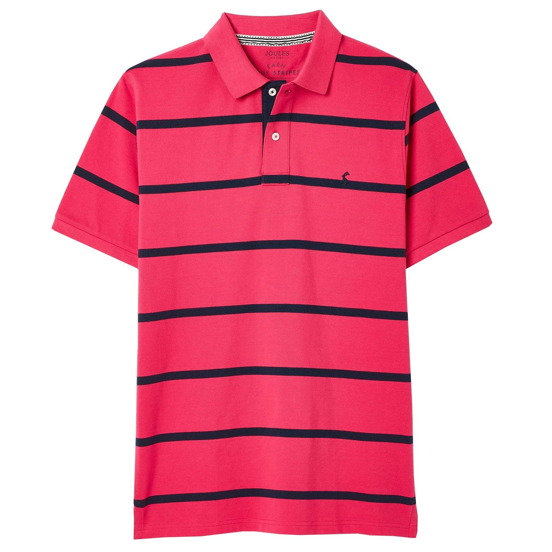 The Joules Mens Filbert Polo Shirt in Pink Stripe#Pink Stripe