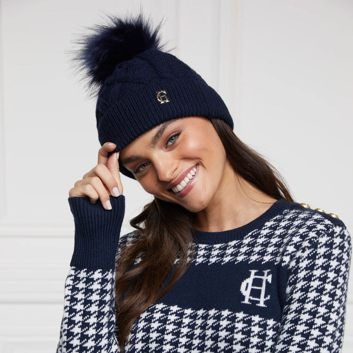 The Holland Cooper Ladies Cortina Bobble Hat in Ink#Ink