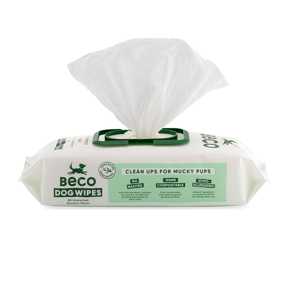 The Beco Bamboo Dog Wipes - Unscented in White#White
