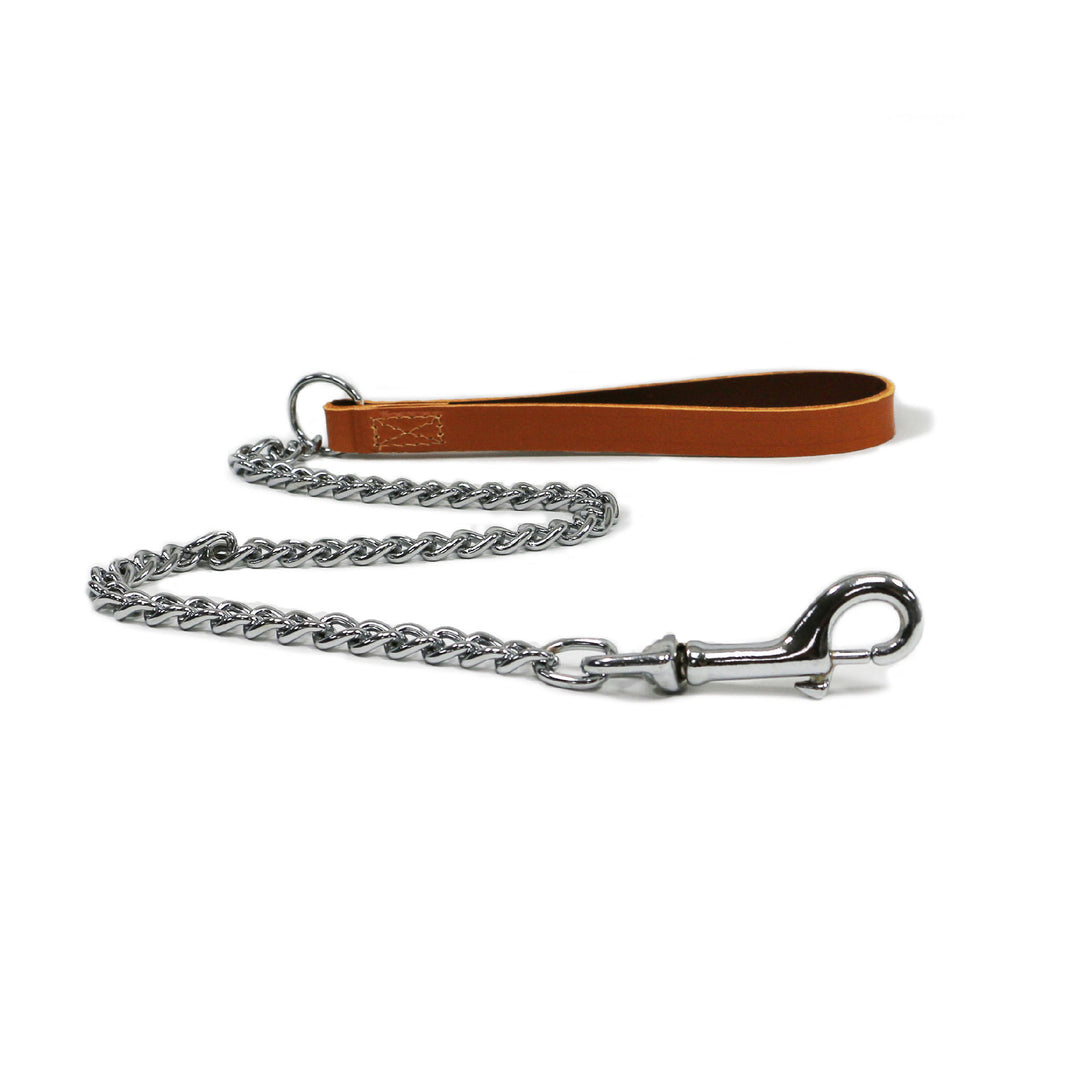 The Ancol Leather Heavy Chain Dog Lead in Tan#Tan