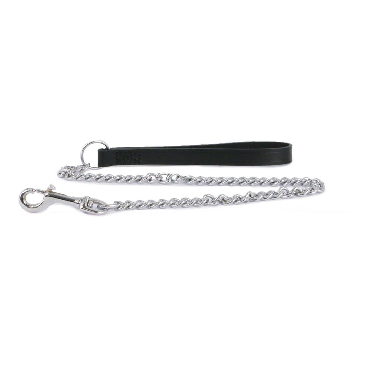 The Ancol Leather Heavy Chain Dog Lead in Black#Black