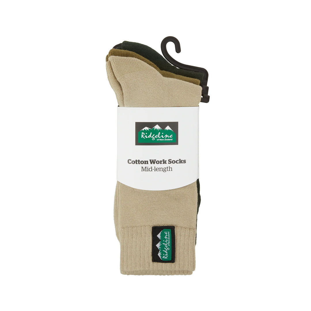 Ridgeline Cotton Work Socks Mid Length