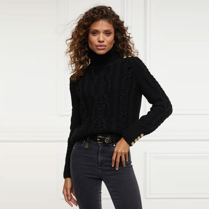 The Holland Cooper Ladies Belgravia Cable Knit in Black#Black
