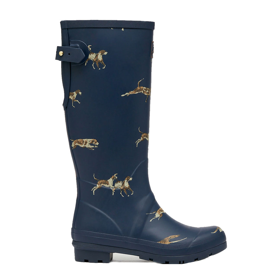 Joules Ladies Welly Print Wellies - Navy Dogs