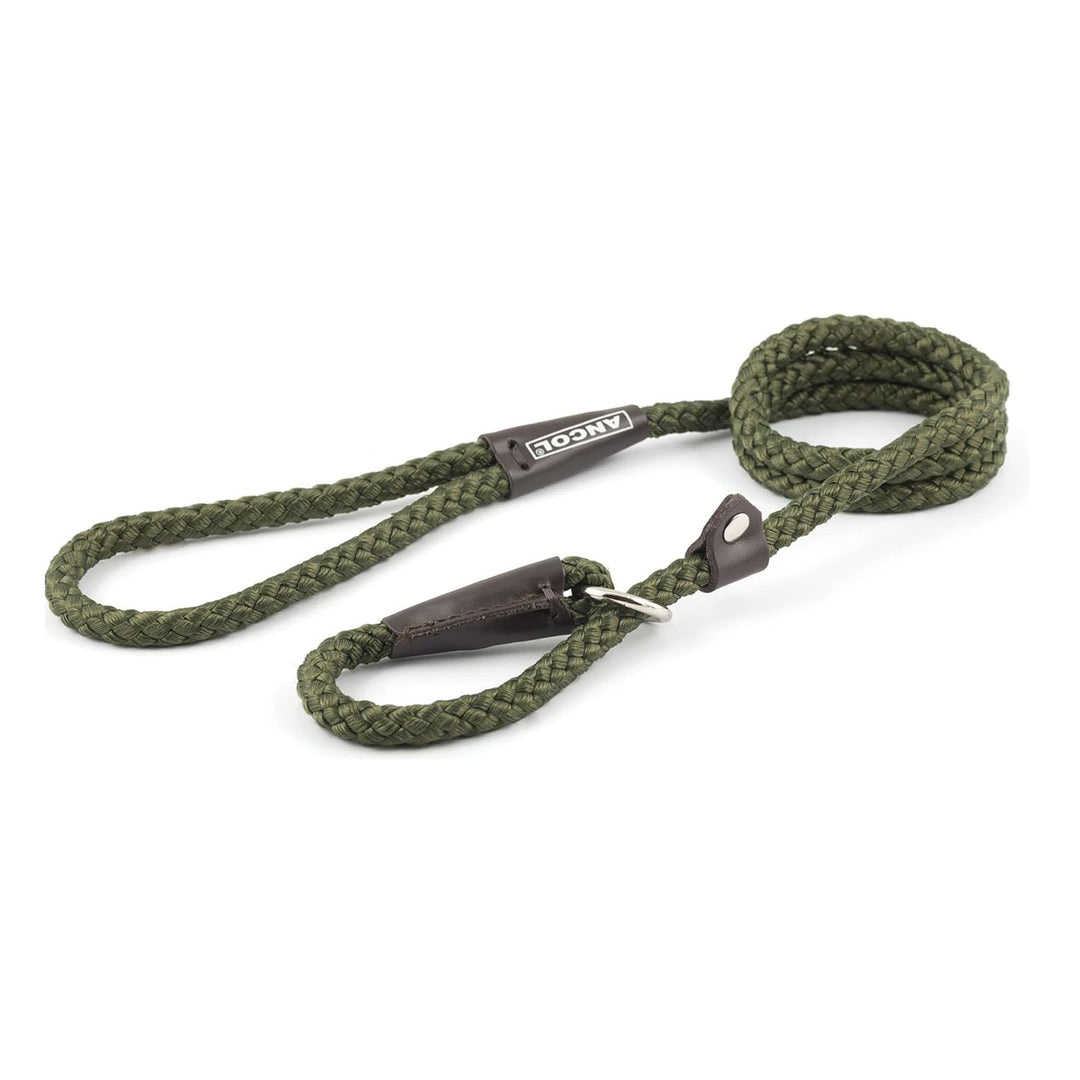The Ancol Heritage Nylon Rope Slip Lead in Green#Green