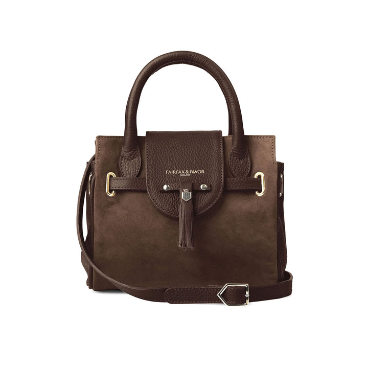 The Fairfax & Favor Ladies Mini Windsor Suede Handbag in Chocolate#Chocolate