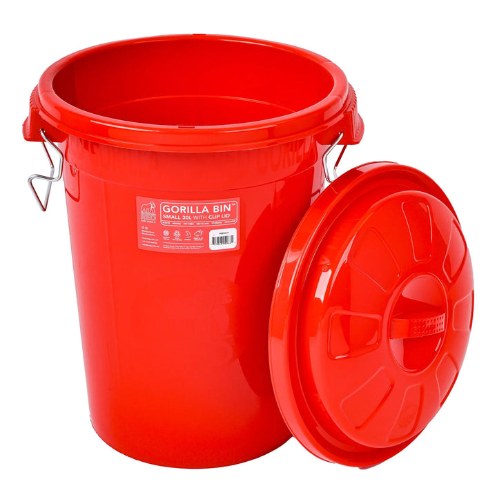 Red Gorilla Bin with Clip Lid - 30l