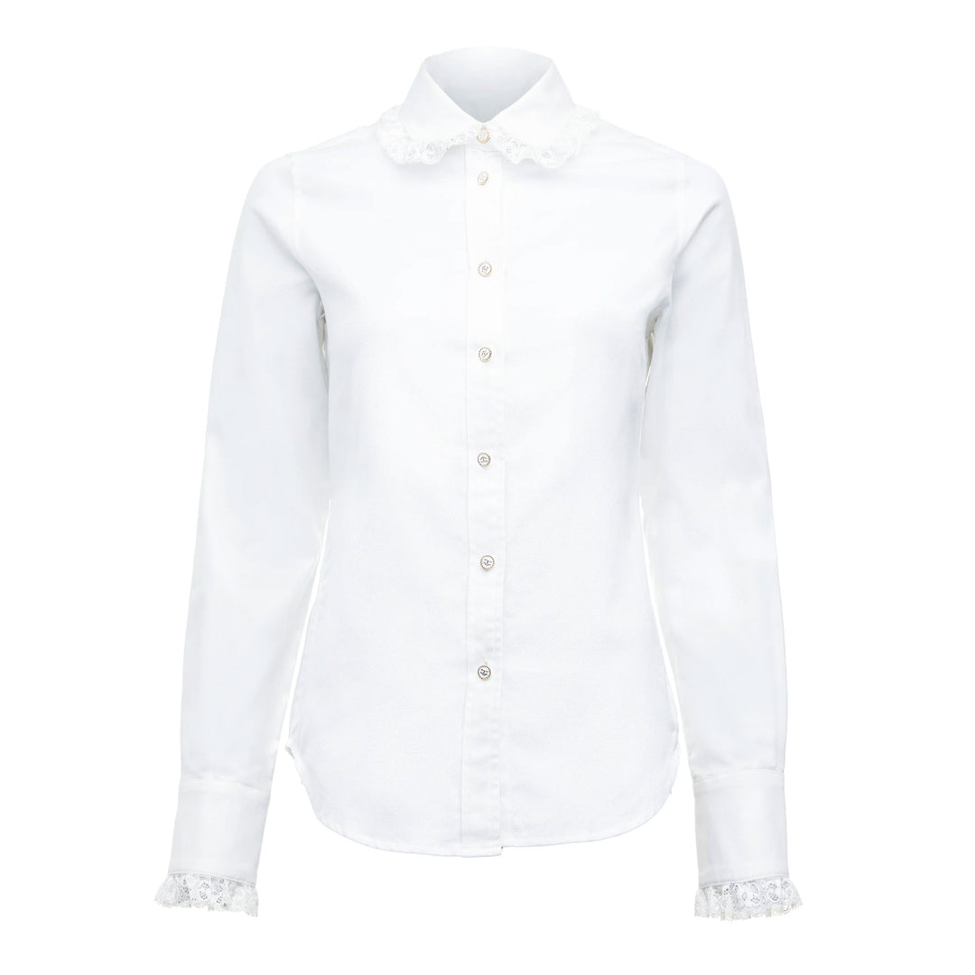 Holland Cooper Ladies Rose Shirt - Product View in White#White