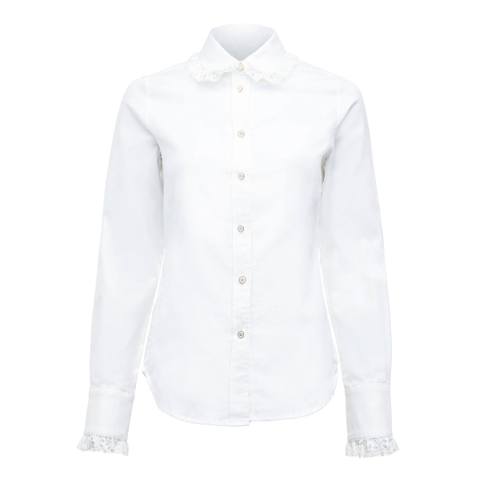 Holland Cooper Ladies Rose Shirt - Product View in White#White