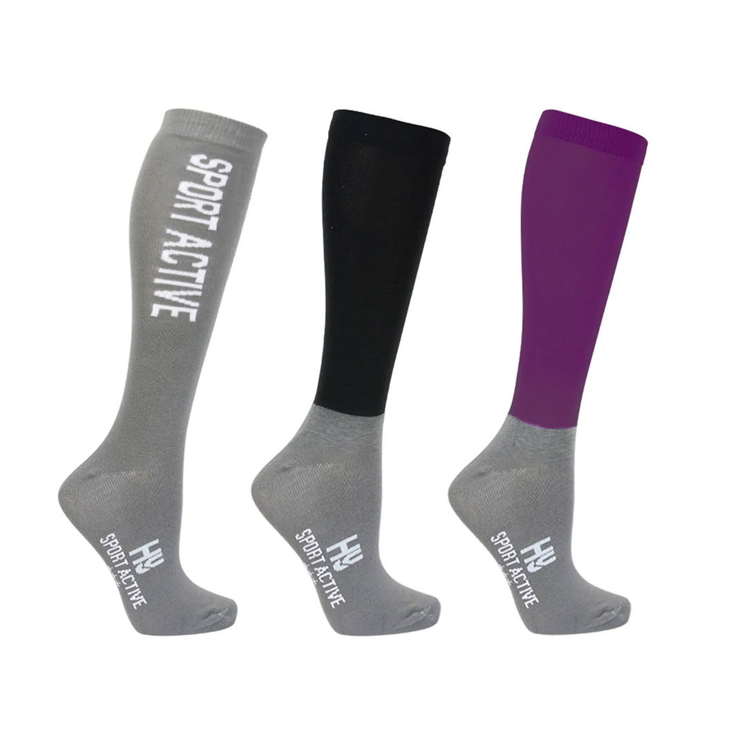 Hy Sport Young Rider Active Lycra Socks (Pack of 3)