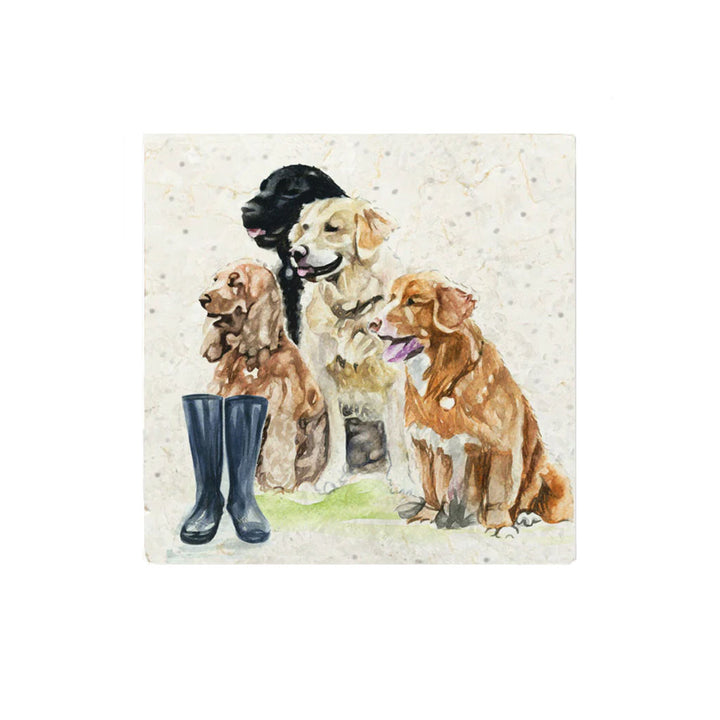 Country Creation Marble Coaster 4 Pack - Waiting for Walkies