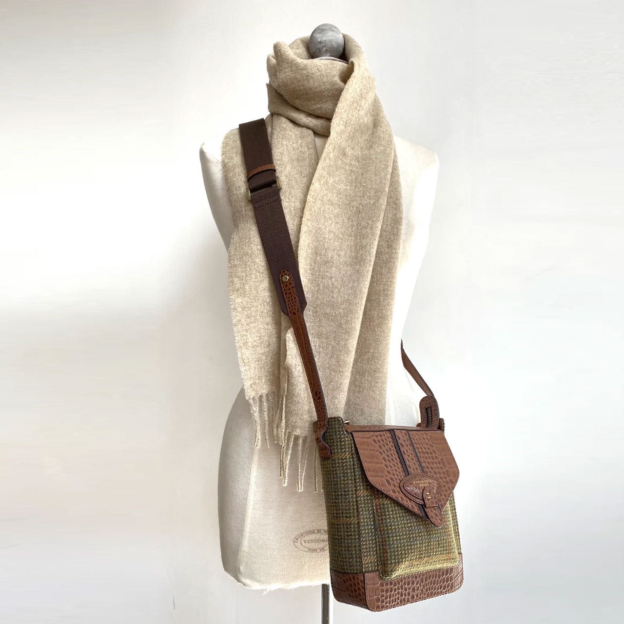 Barkworth Reeve Hackthorn Tweed Leather Cross Body Bag - Tweed