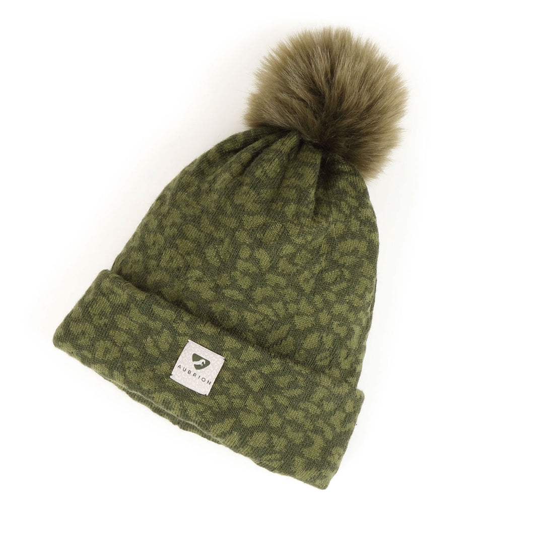 The Aubrion Fleece Lined Bobble Hat in Green#Green
