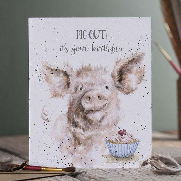 Wrendale Pig Out Greetings Card